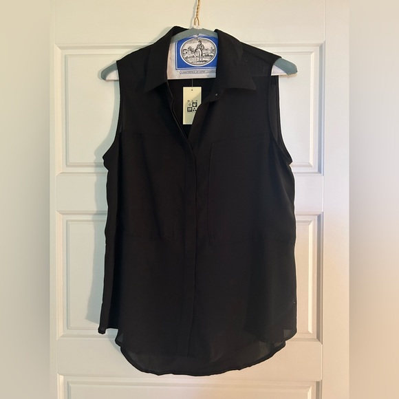 Max Studio sleeveless collared blouse - black - size S - Picture 1 of 6